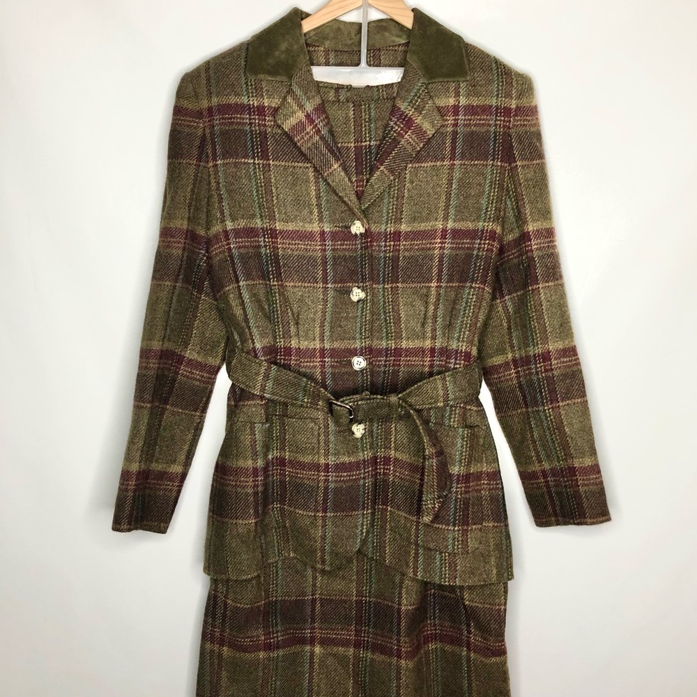 Vintage Ramsey of Dublin Plaid Mohair Wool Coat and Full Skirt